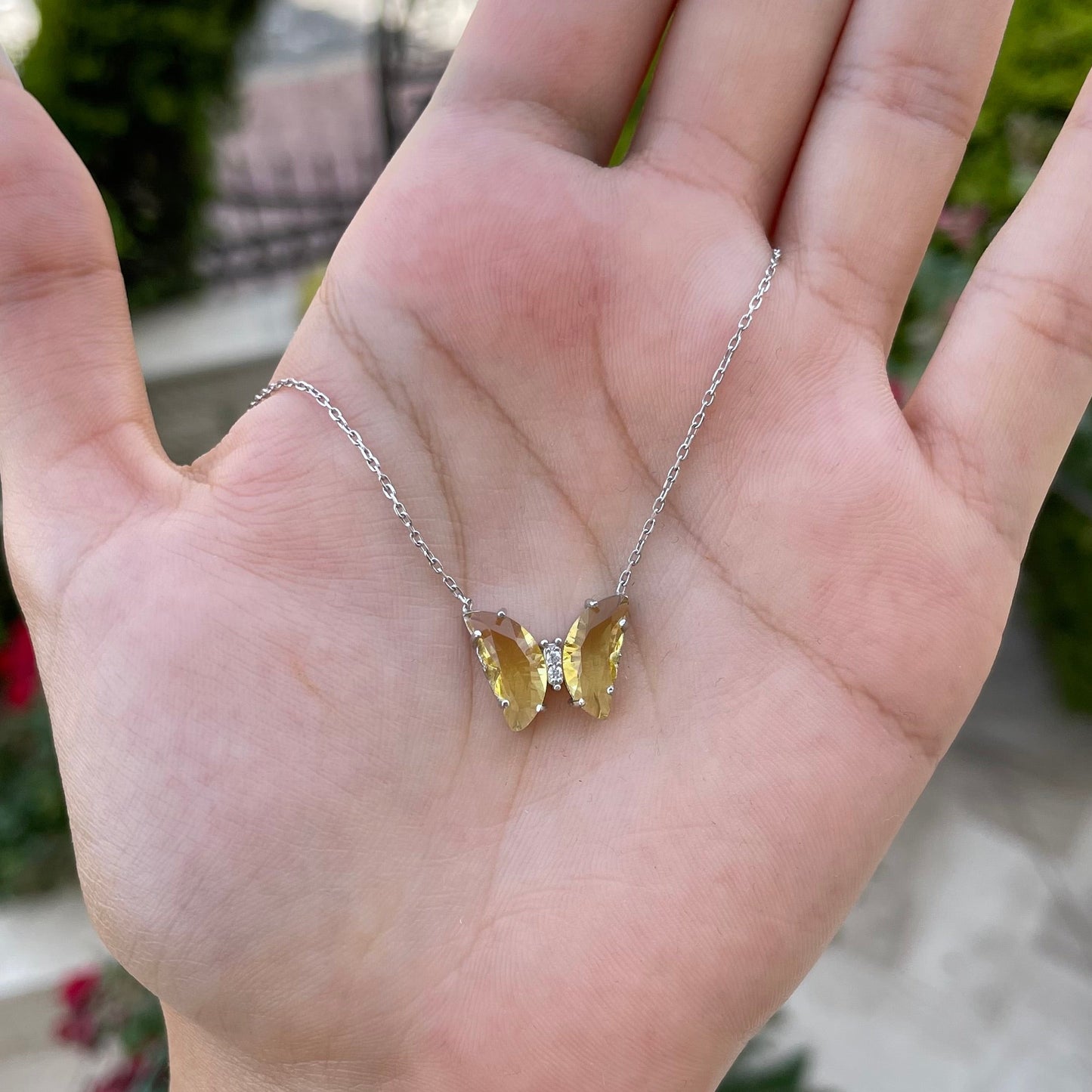 Glass Butterfly Necklace