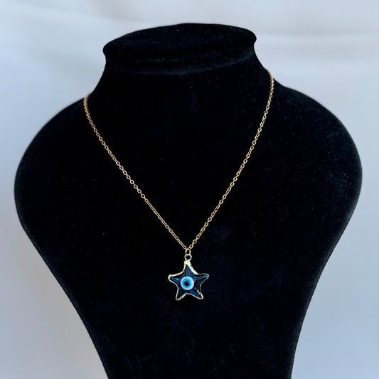 Glass Star Evil Eye Necklace