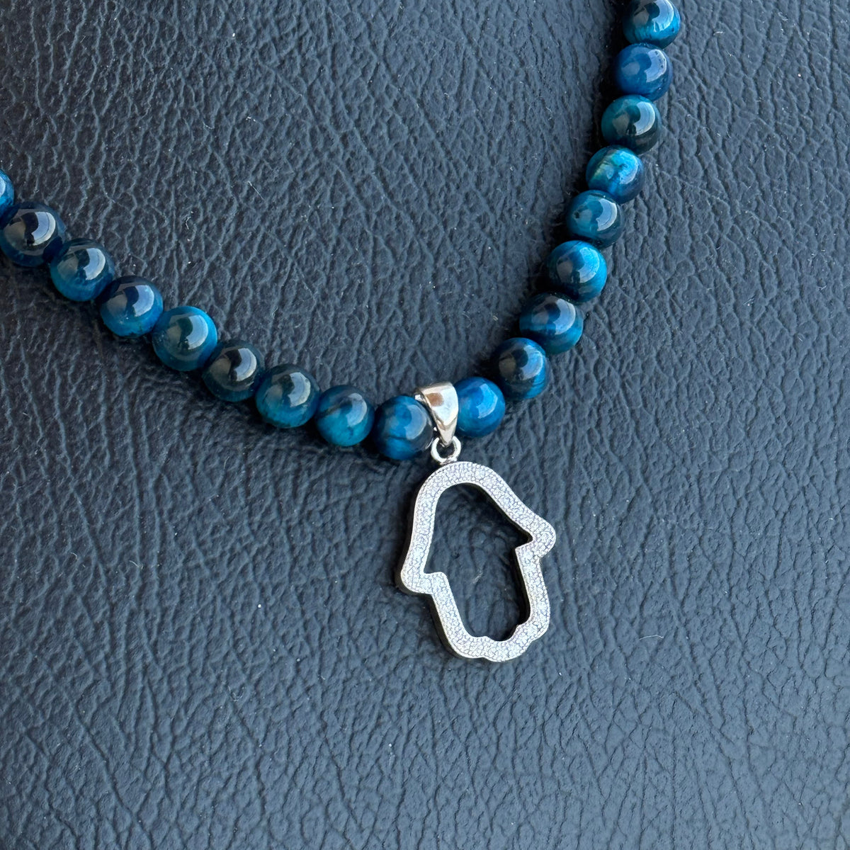Studded Hamsa Stone Necklace