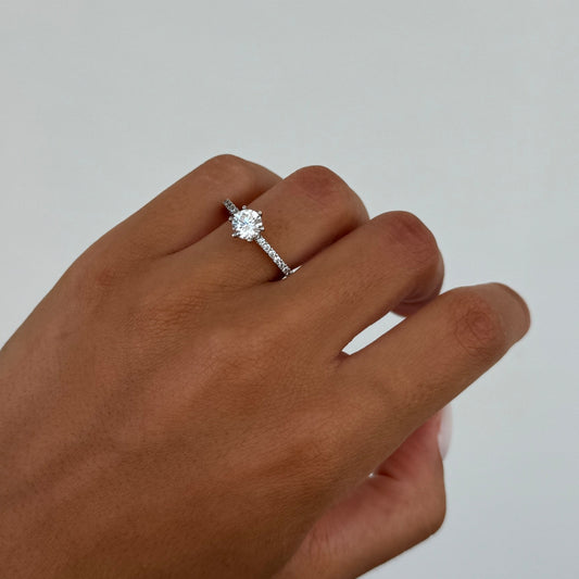 Studded Round Solitaire Ring