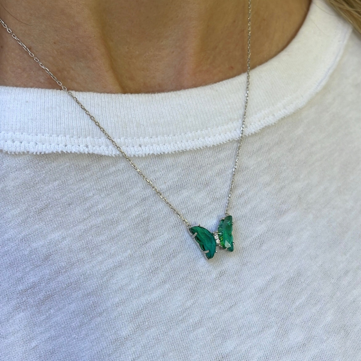 Glass Butterfly Necklace