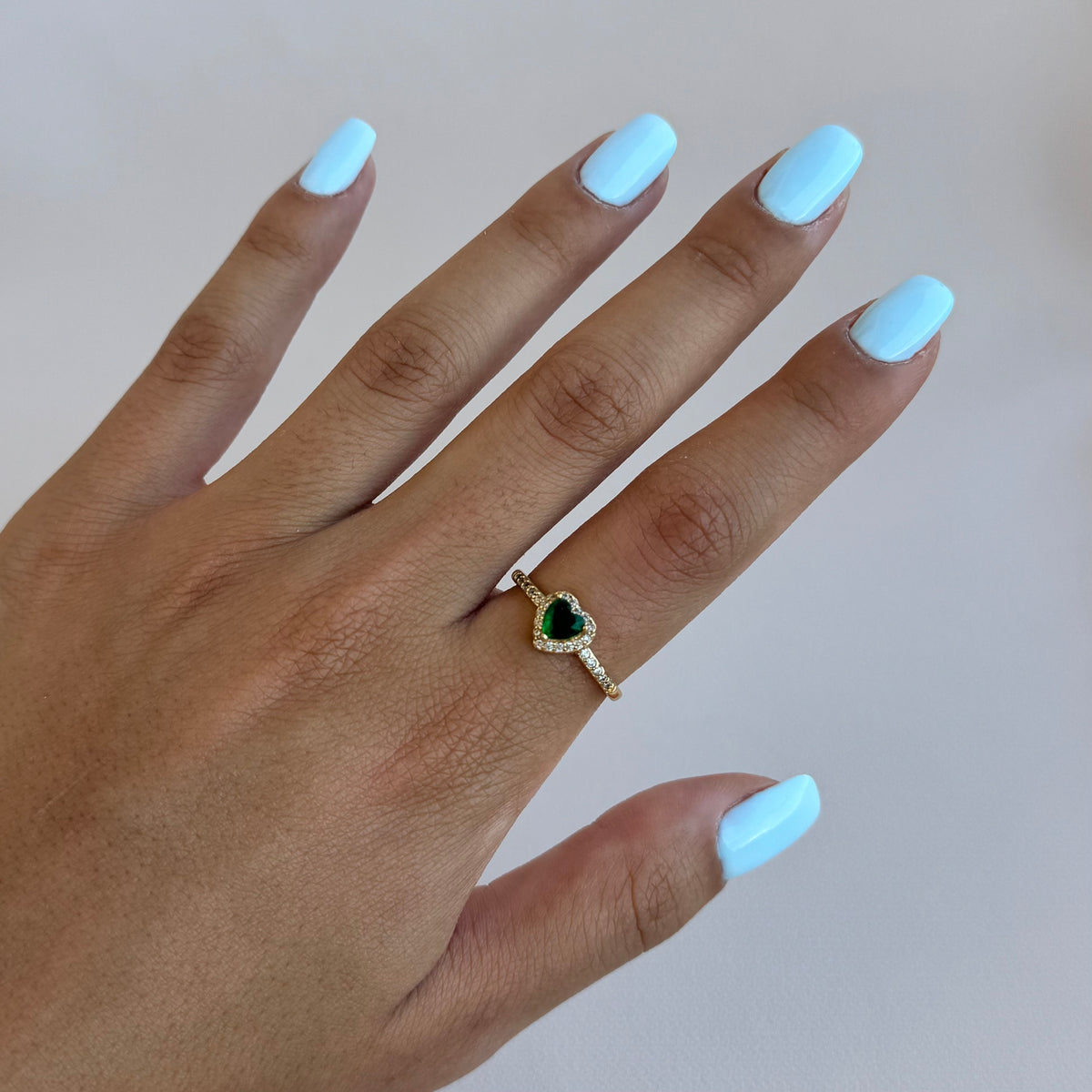 Green Heart Studded Ring
