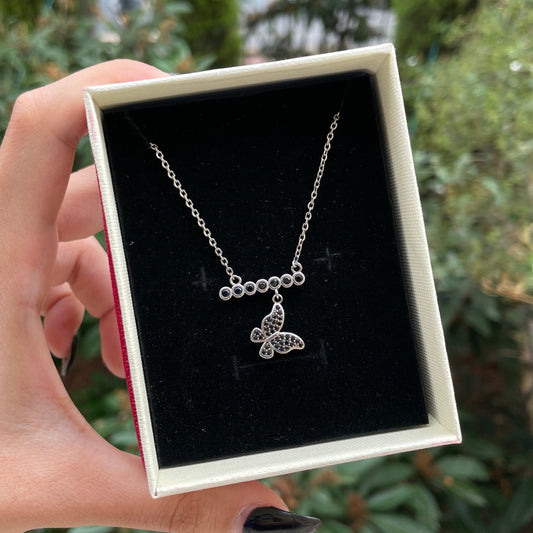 Dangling Black Butterfly Necklace