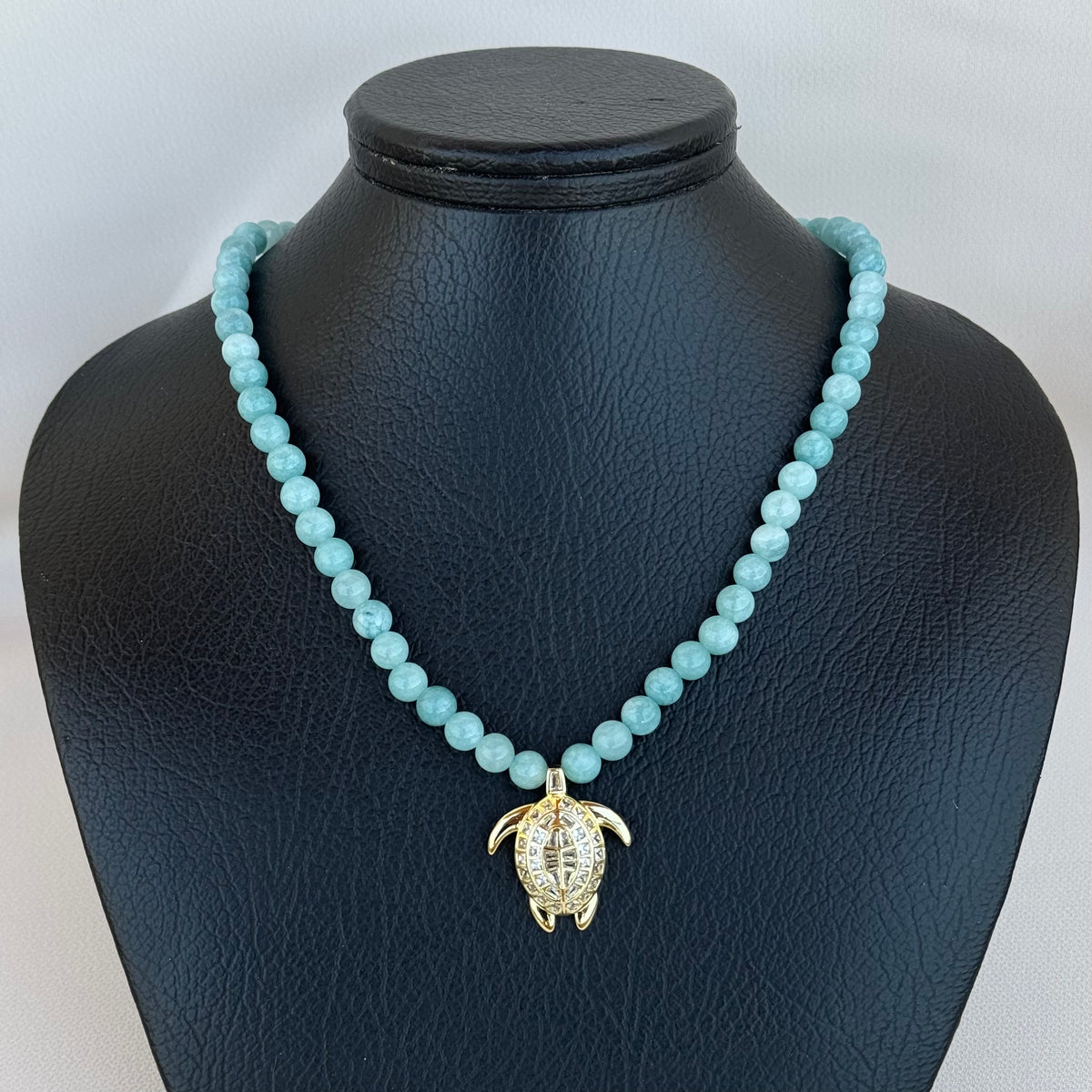 Aquamarine Turtle Necklace