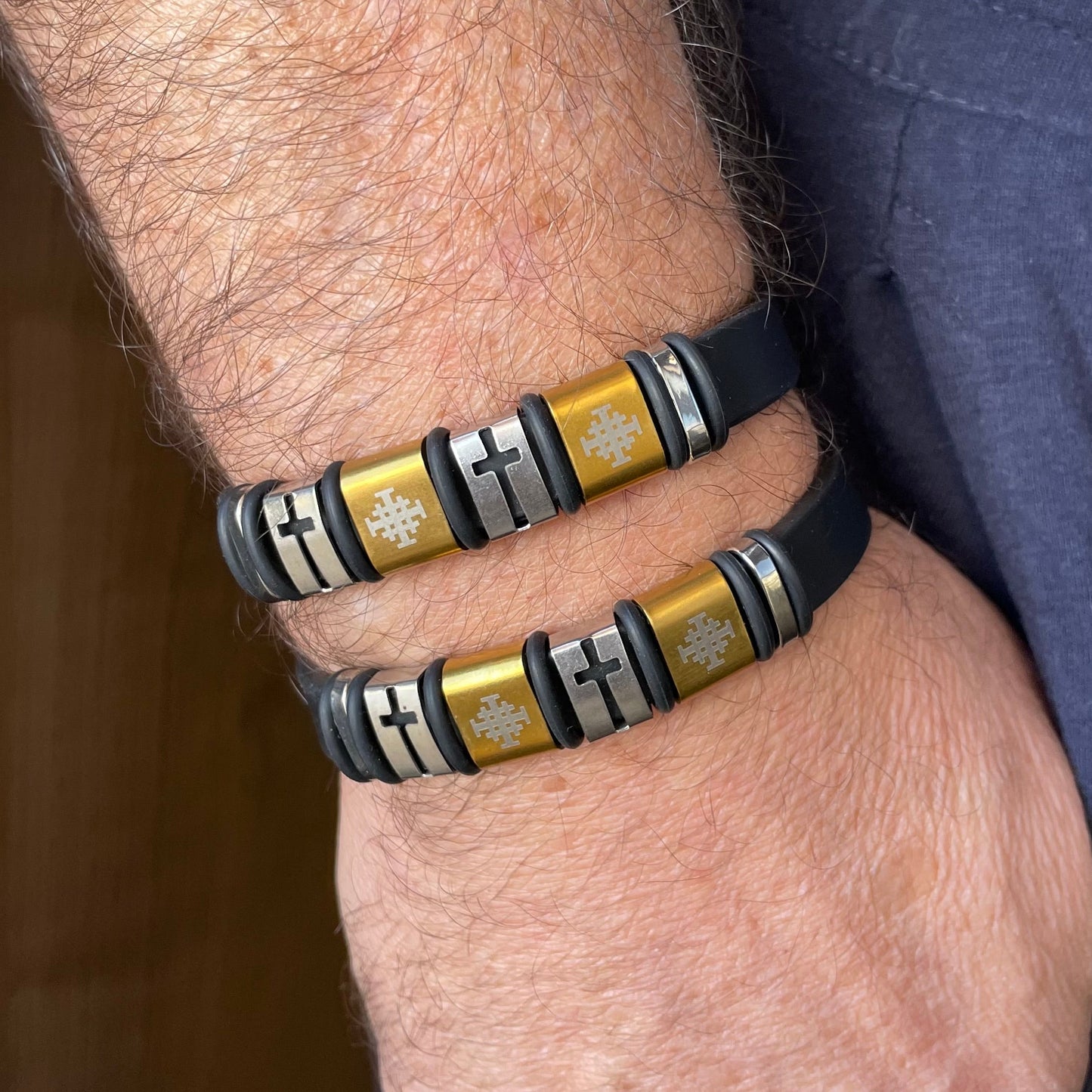 Men Rubber Cross Bracelet