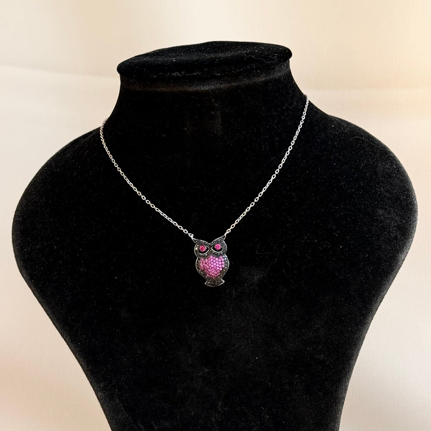 Pink Owl Necklace