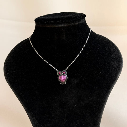 Pink Owl Necklace
