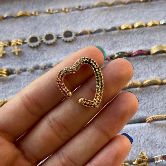 Rainbow Heart Earcuff