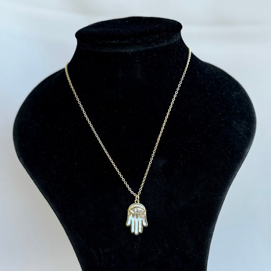 Double-Faced Evil Eye Hamsa Necklace