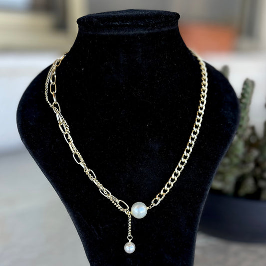 Duo Pearl Drop Necklace